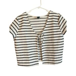 Wild Fable Women's XL Stripe Tie Front Top Cropped‎ Cardigan Shirt
